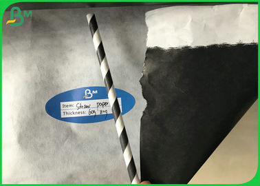 FDA Certified Black Printed Straw Paper Roll 60g Food Grade Paper 15mm Width