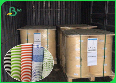 Biodegradable Food Grade Printed Straw Paper Roll Stripe Color / Customized Color