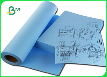 80gsm Inkjet CAD Plotter Paper Roll Double Side Blue For Clear Images