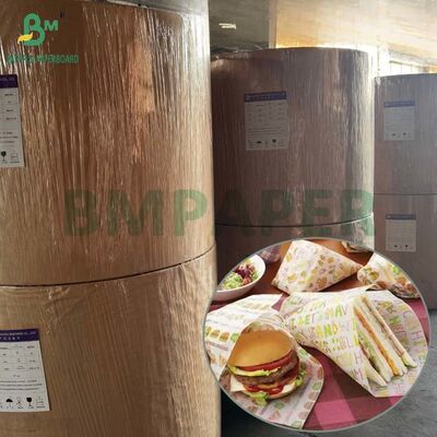 Kit 5 Food Grade 40gsm Greaseproof Paper Roll 840mm for Wrapping Fast Food