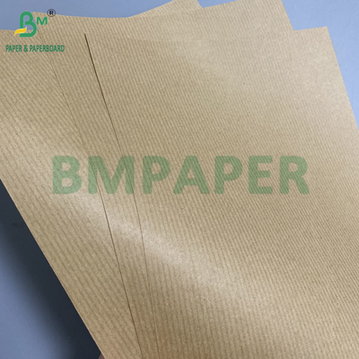 80gsm Brown Striped Kraft Paper Gift Wrapper One Side Gloss Excellent Strength