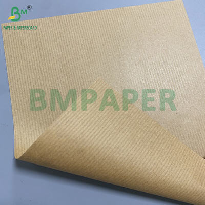 80gsm Brown Striped Kraft Paper Gift Wrapper One Side Gloss Excellent Strength