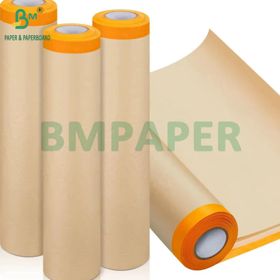70gsm Car Paint Pre Taped Kraft Paper Spray Covering Protective Masking 126 cm