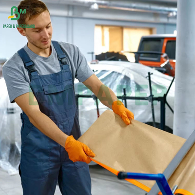 70gsm Car Paint Pre Taped Kraft Paper Spray Covering Protective Masking 126 cm