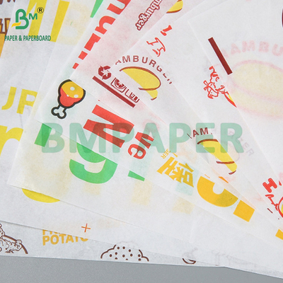 38gsm Greaseproof Hamburger Food Grade Packaging Waxed Paper Printable