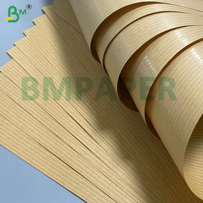 60gsm Brown Striped Kraft Gift Wrap One-Sided Gloss Finish Superior Durability High - Strength