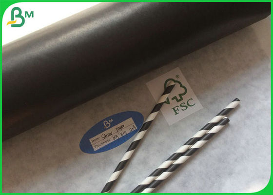 60gsm FDA Certificate Printable Black Straw Food Grade Paper Roll For Coffee Or Milk Tea