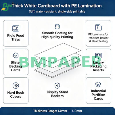 1mm C1S White Card PE Coated on Reverse Side Thick Water Resistant