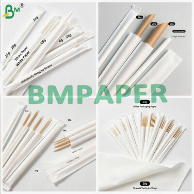 28gsm 35mm Food White Kraft Paper Straw Wrapper Paper Custom Design