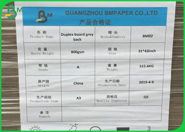 100% Recycled White Top Duplex Board Gray Back 230GSM Jumbo Roll Or Sheet