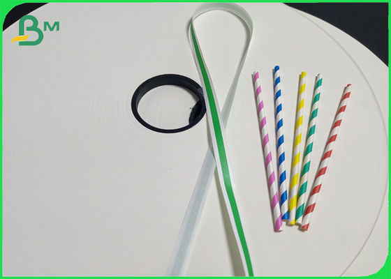 Width 13 - 15mm FDA Food Grade Stripe Drinking Straw Paper Roll