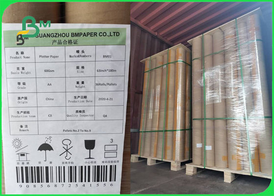 60gsm Plotter Paper For Garment 1.6m 1.8m x 200m Smooth Surface