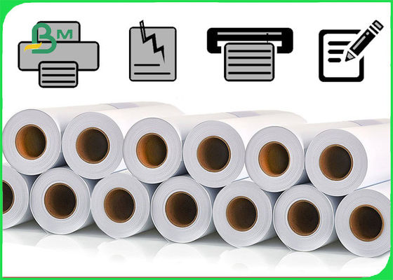 80GSM Uncoated CAD Plotter Paper For Engineers With 2'' Core 24inch x 100'